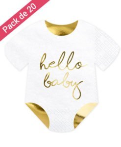 Serviettes Papier Body Blanches et Or