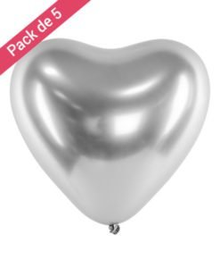 Ballon Latex Coeur et Argent