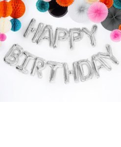 Ballon Happy Birthday Argent