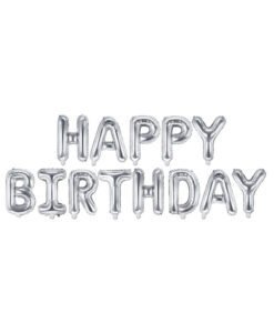 Ballon Happy Birthday Argent