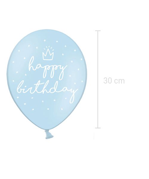 6 Ballons Bleus Happy Birthday