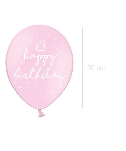 6 Ballons Roses Happy Birthday