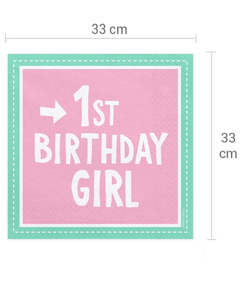 Serviettes 1st Birthday Girl