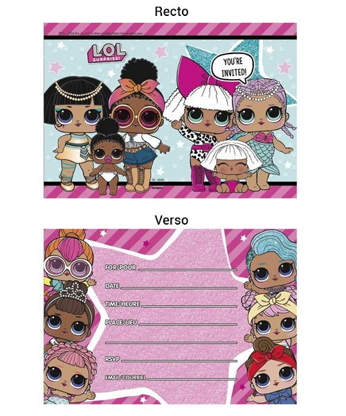 8 Cartes D Invitation L O L Surprise Pour Anniversaire Olili