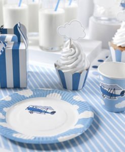 Habillage Cupcake Bleu Rayures Blanches