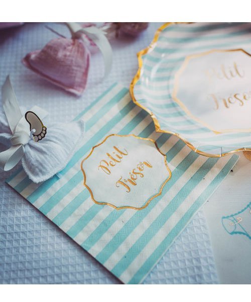 Serviettes Papier So Chic Bleu & Or