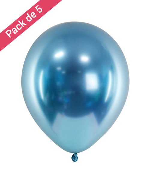 BALLON TRANSPARENT 30CM A CONFETTIS BLEU PASTEL (x5)