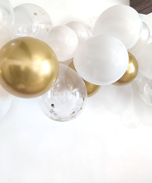 Guirlande Ballons Blancs et Or
