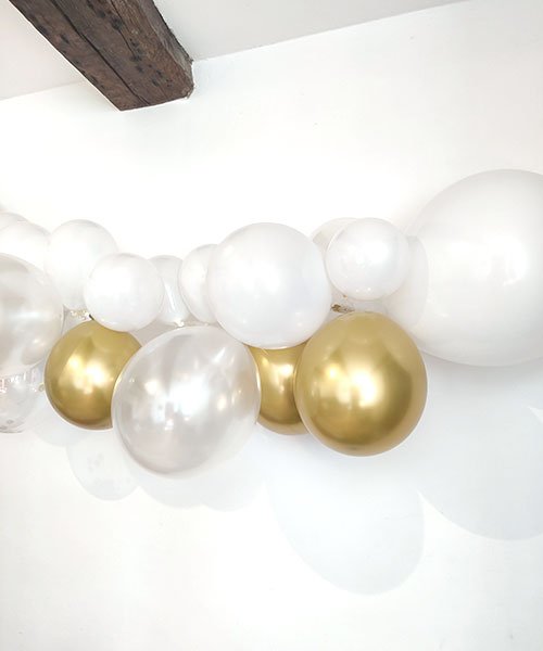 Guirlande Ballons Blancs et Or