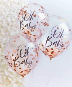 Ballons Oh Baby Confettis Rose Gold