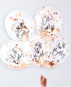 Ballons Oh Baby Confettis Rose Gold