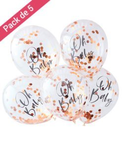 Ballons Oh Baby Confettis Rose Gold