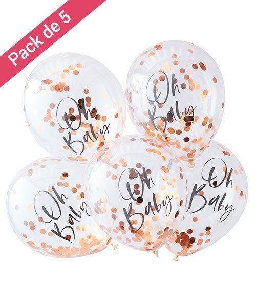 Ballons Oh Baby Confettis Rose Gold