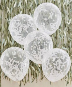 Ballons Confettis Blancs Hey Baby