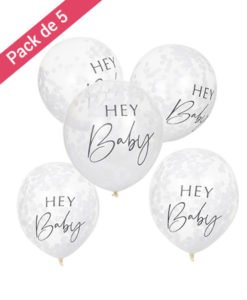 Ballons Confettis Blancs Hey Baby