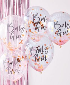 Ballons Confettis Rose Gold et Rose