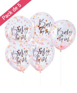 Ballons Confettis Rose Gold et Rose