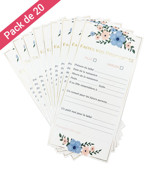 Cartes Pronostics pour Baby Shower - Thème Douceur