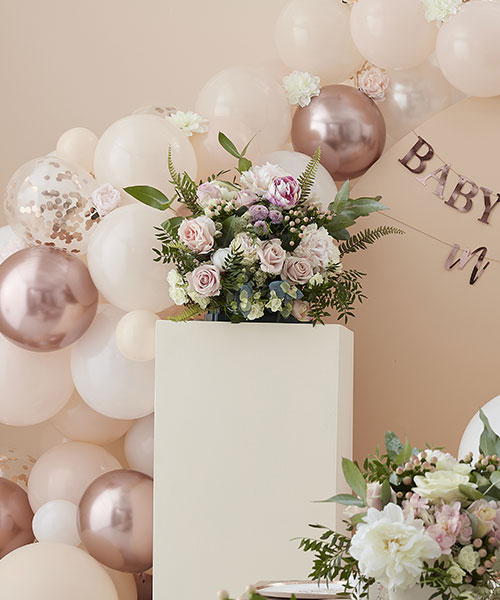 Arche de ballons Rose, or et blanc